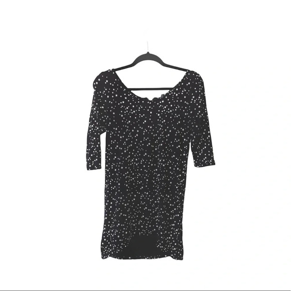Zara Basic Evening Black & White Star Print Zip Back Tunic Top Medium Women’s - Picture 10 of 10